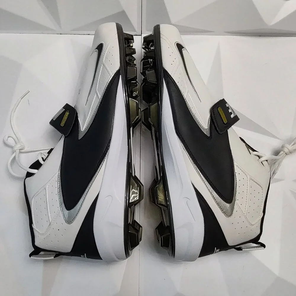 Nike Men's Football Cleats 18 White Black Shoe Lacrosse Air Zoom Boss Shark - Picture 3 of 11